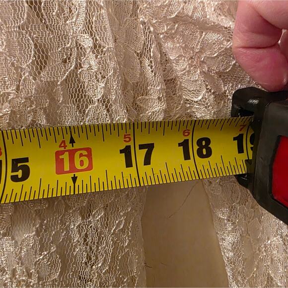 Vtg 80s Elegant Ivory Lace Button-Down Maxi Dress Sheer W/Slip Dress Bridal - Picture 7 of 15